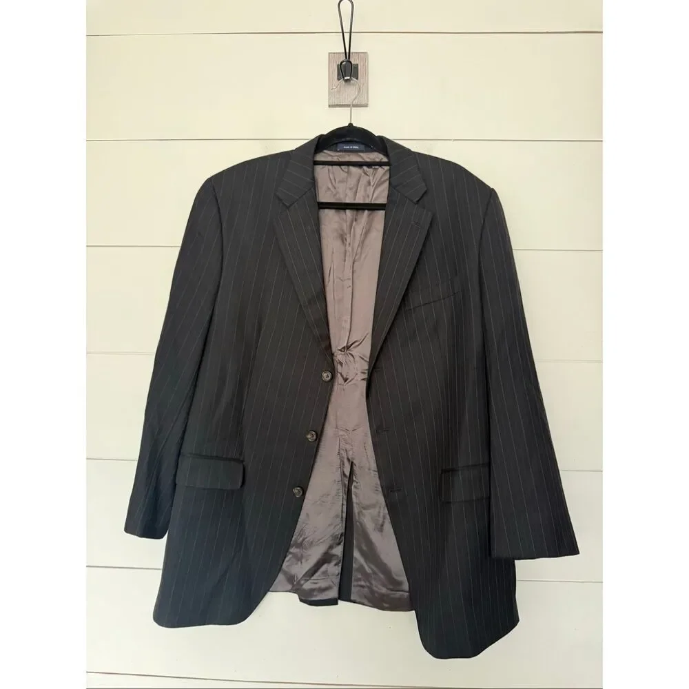 Ralph Lauren Men’s 44L Grey Pinstripe Dillards 100% Wool Blazer Jacket